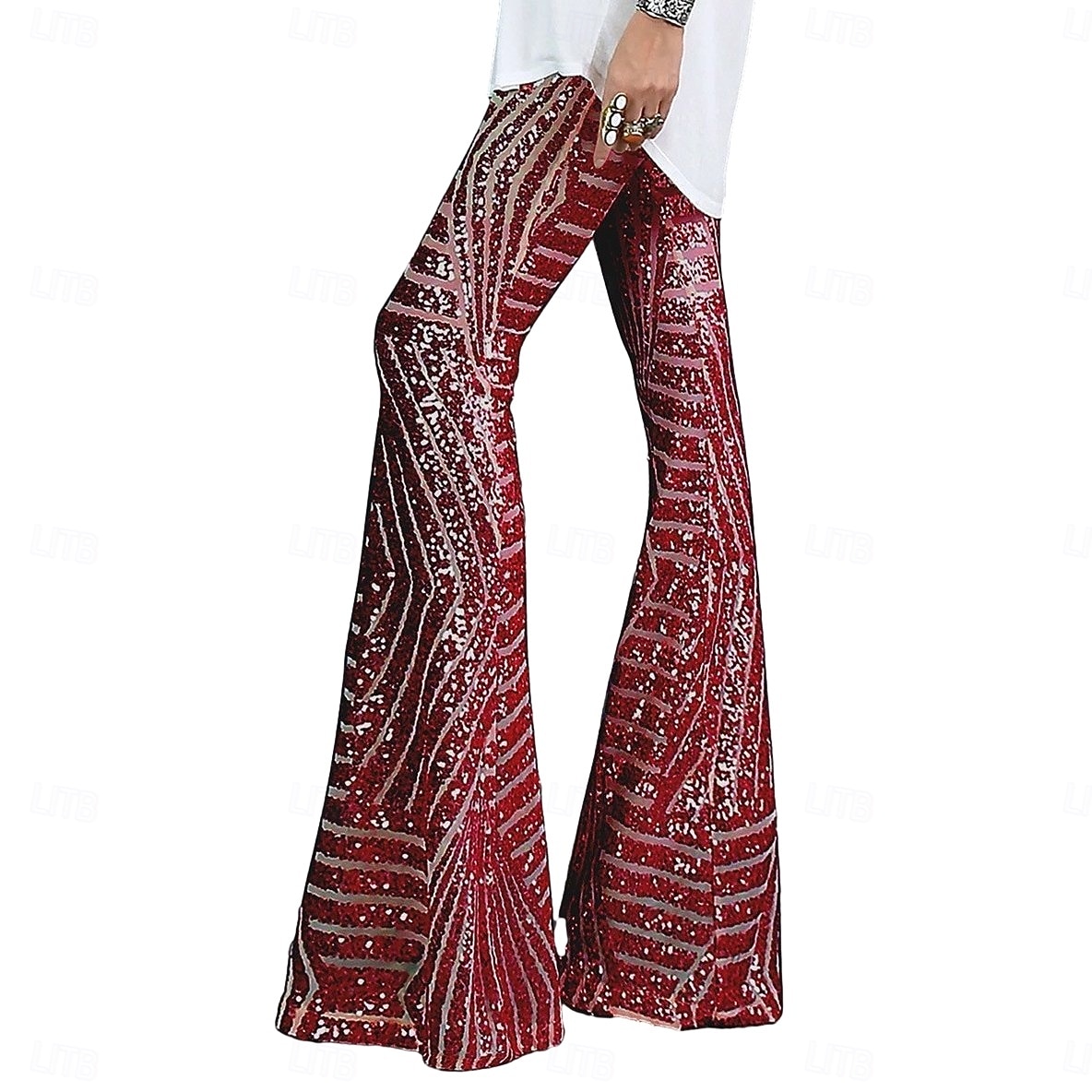 Retro Antiguo Disco Años 80 Pantalones Pantalones acampanados Disco Lentejuelas Arte deco Disfraz Mujer Víspera de Todos los Santos Carnaval Discoteca Festival de Música Fiesta Adulto Pantalones 2026 - $53.99 –P8