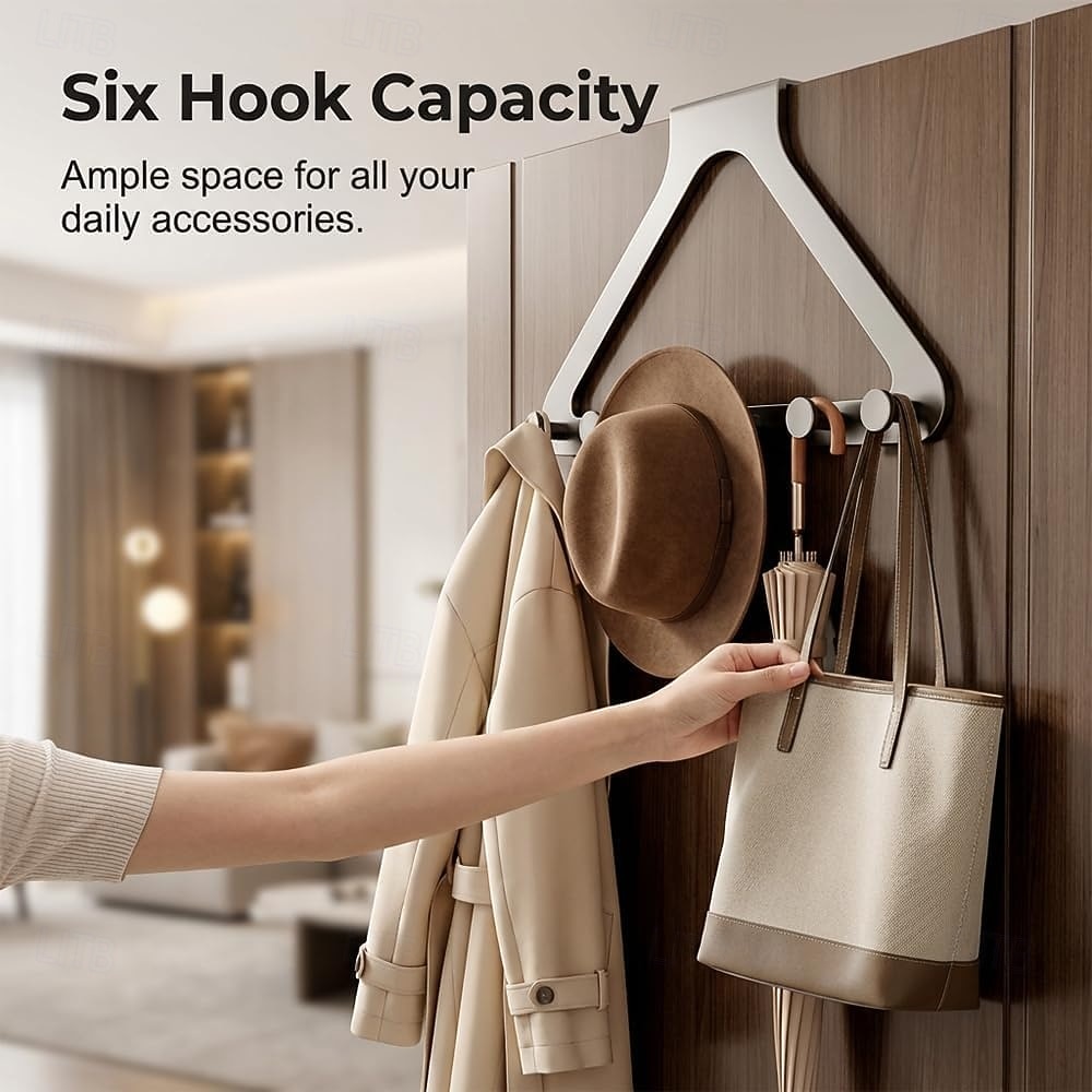 خطافان للتعليق فوق الباب، خطافات لتعليق المناشف، رفوف مناشف للحمام مع 6 خطافات للمعاطف، مستلزمات أساسية لحمام السكن الجامعي 2026 - $19.99 –P3