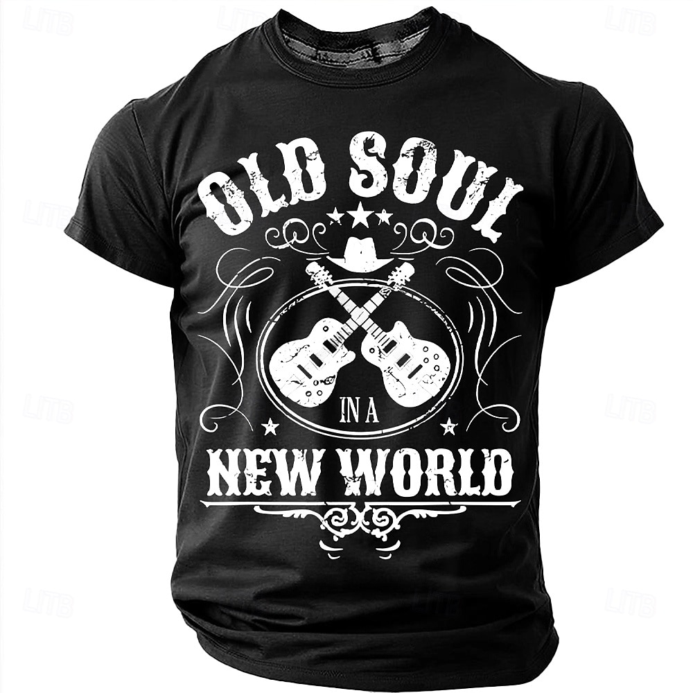 Men's Old Soul In A New World Crossed Guitars Cowboy Hat Stars Vintage Distressed Country Music Retro T Shirt Tee Graphic Regular Fit Casual Concert Gift Designer Clothing Apparel S M L XL XXL XXXL 2026 - $18.99 –P2