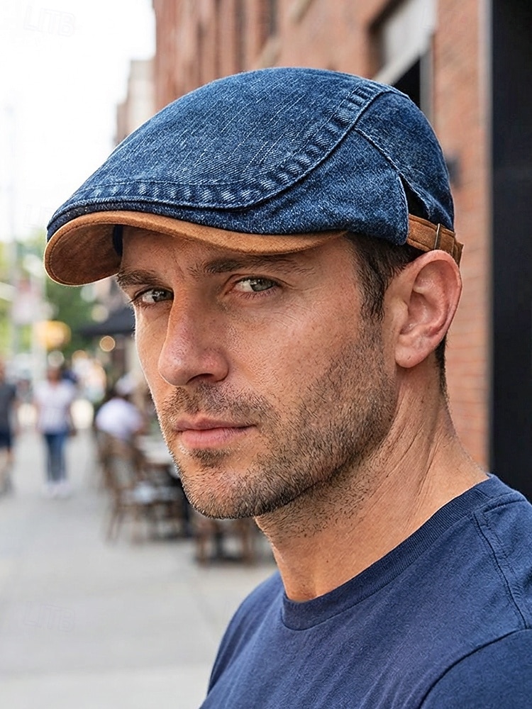 Berretto regolabile da uomo in denim e cotone, modello newsboy a cappello piatto multicolore, ideale per vacanze al mare, viaggi, guida e abbigliamento casual di tutti i giorni. del 2026 a $14.99 –P3
