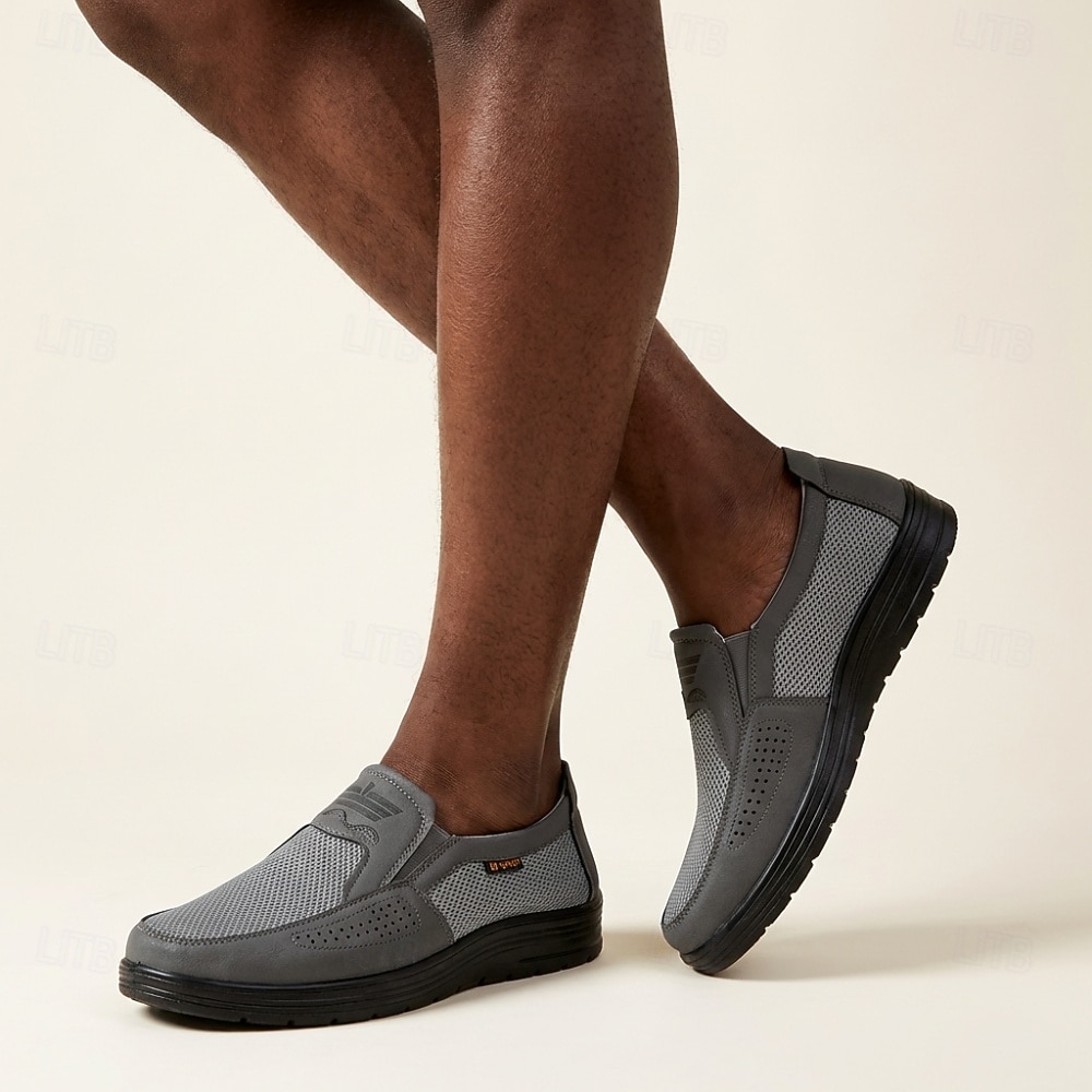 Men's Gray Slip-On Casual Loafers Breathable Lightweight Comfort Walking Shoes for Daily Wear, Travel, Commuting, Office and Smart Casual Style 2026 - $14.84 –P2