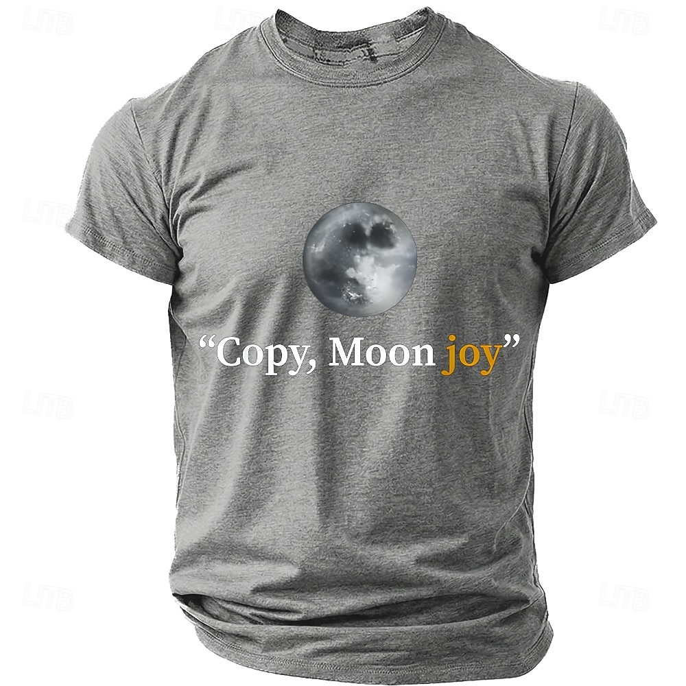 Men's "Copy, Moon joy" Full Moon Graphic T Shirt Short Sleeve Crew Neck Astronomy Space Lover Sarcastic Humor Quote Teal Blue Relaxed Fit Birthday Gift Designer Clothing Apparel 2026 - $18.99 –P14
