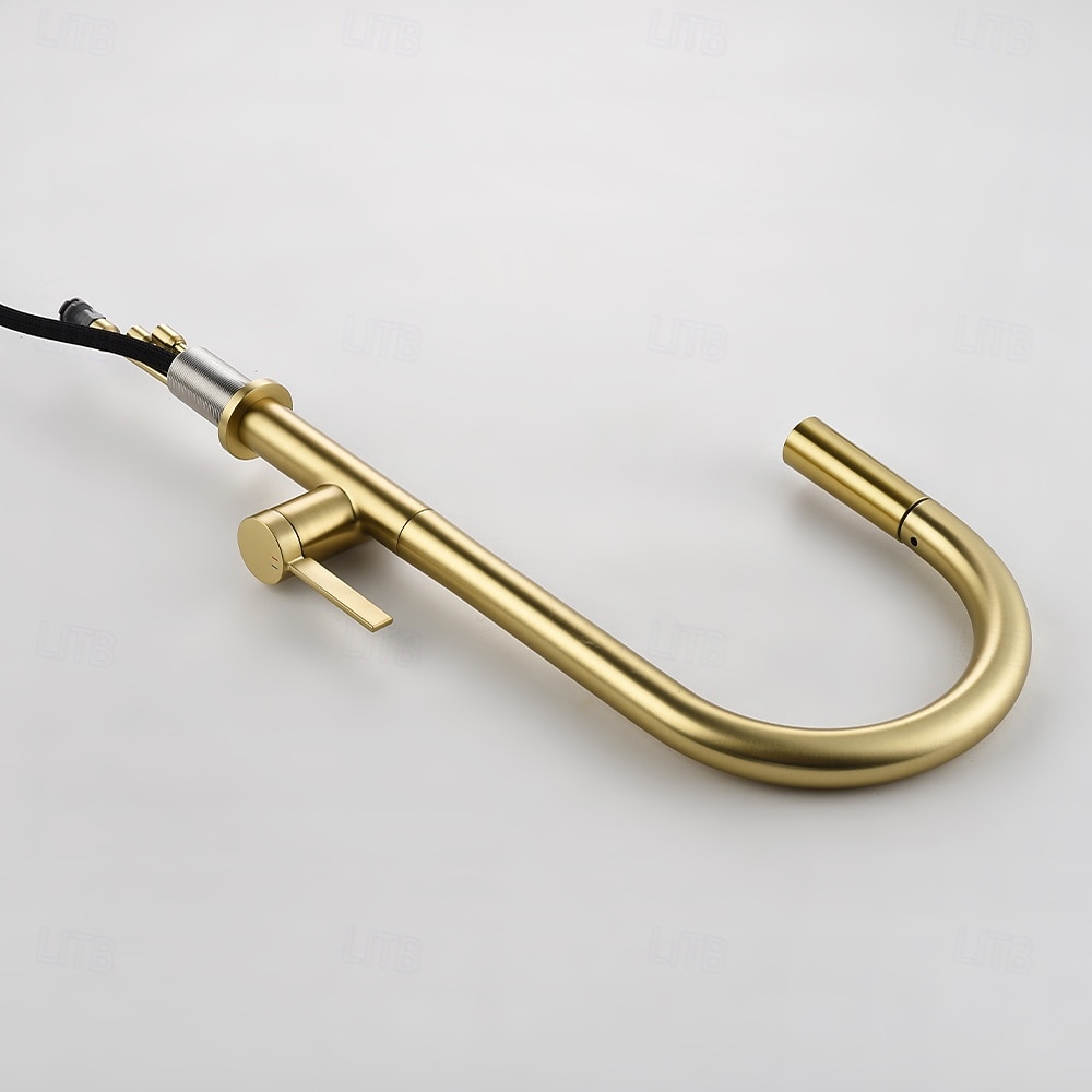 Кухонный смеситель с выдвижным распылителем, однорычажный смеситель с высоким изливом для мойки, прочная латунная конструкция, двухфункциональная распылительная головка, простая установка. 2026 - $216.99 –P28