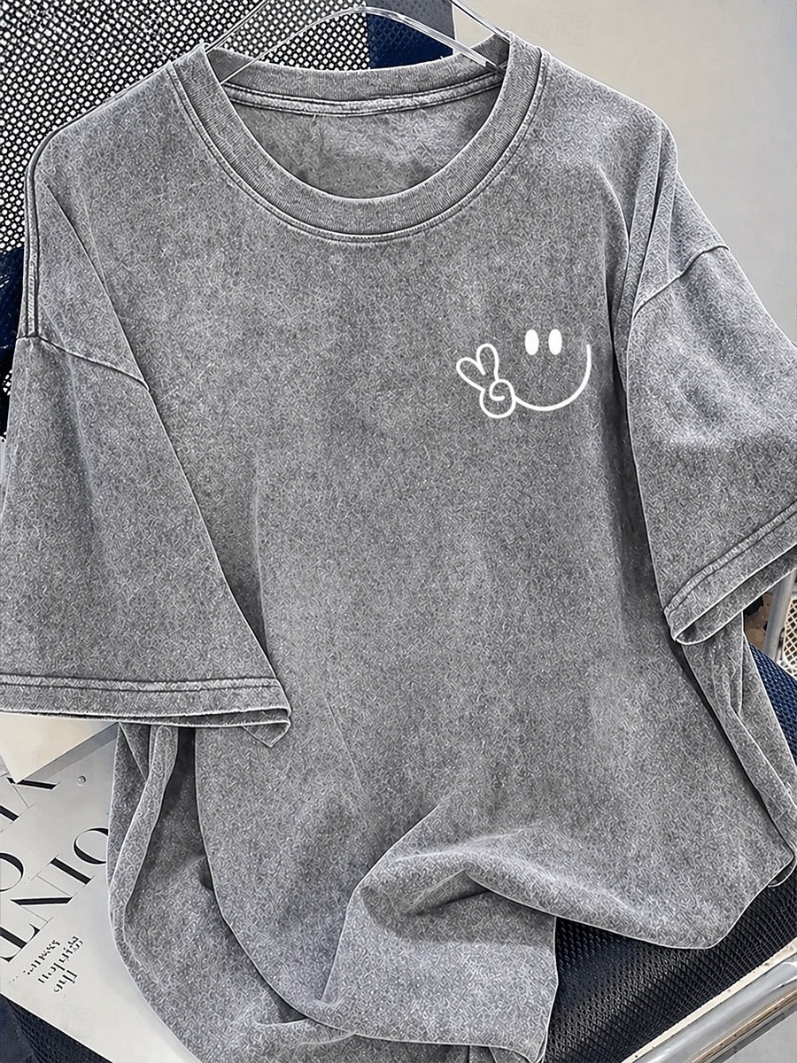 Pentru femei 100% Βαμβάκι Tricou Cămașă din bumbac Topuri cu spălare vintage Simplu Epocă Modă Stilat Manșon scurt Stil Nautic Rotund Topuri obișnuite Casual Zilnic Ieșire Albastru piscină Gri și Alb 2026 - $29.99 –P14