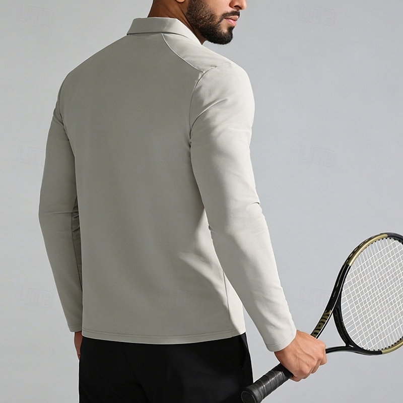 Men's Solid Colored Running T-Shirt Compression Shirt Casual Polo Shirts Running Shirt Summer Spring Quarter Zipper Long Sleeve Quick Dry Lightweight Moisture Wicking Gym Workout Active Training 2026 - $25.99 –P6