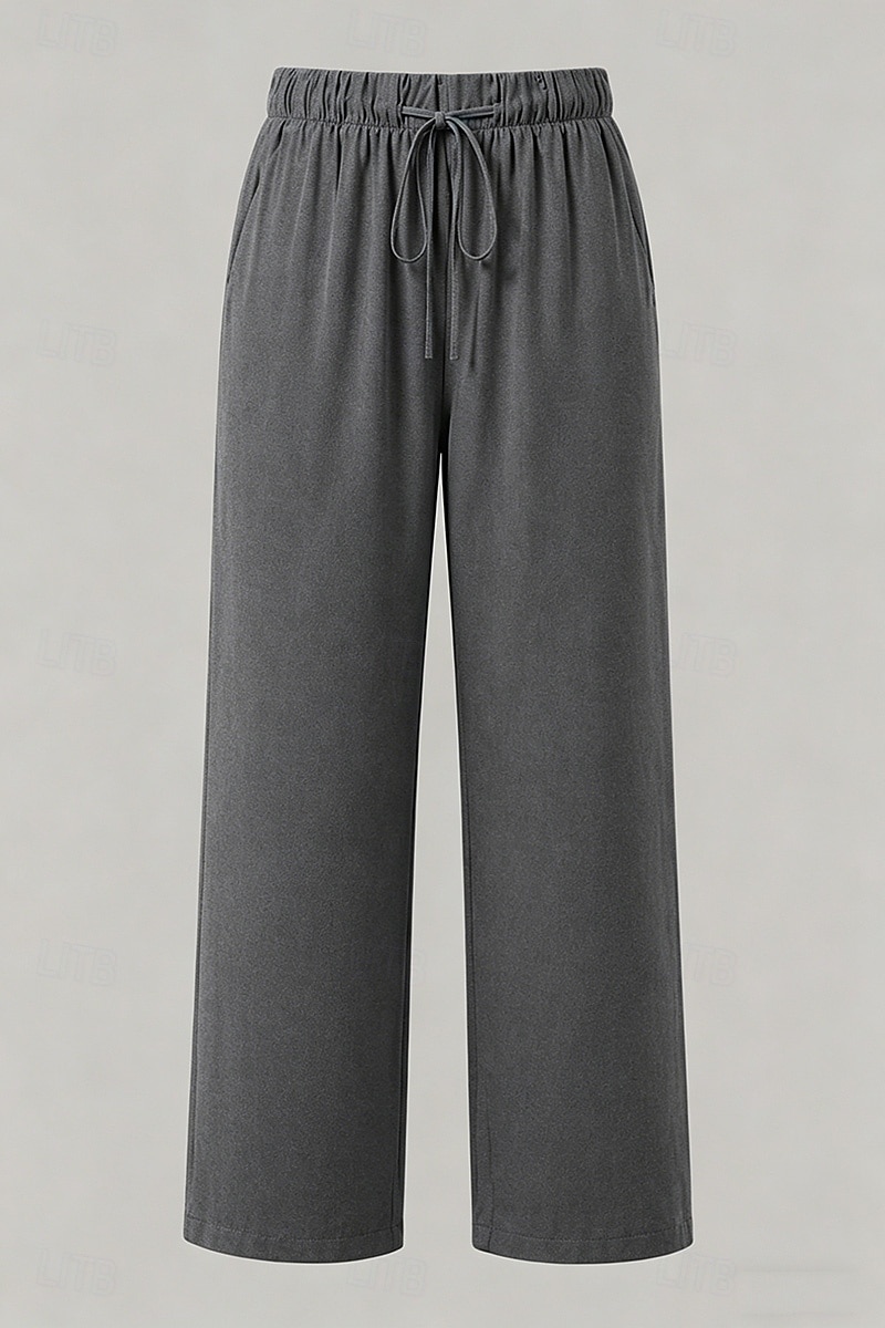 Mujer Pantalones Rectos Vacaciones Básico Longitud total Media cintura Comodidad Rígido Diario Negro Caqui Beige Café Verano Primavera Otoño 2026 - $32.99 –P5