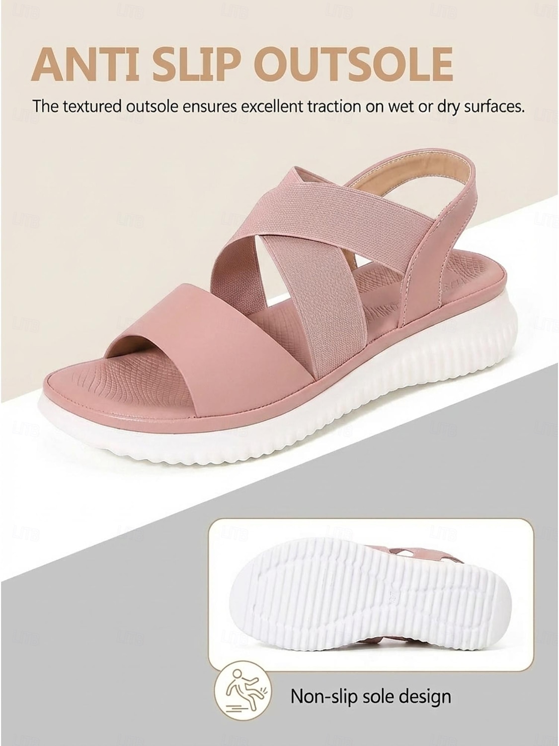 Women's Wide Fit Friendly Comfort Walking Sandals, Elastic Cross Strap Slingback Sandals with Non-Slip TPR Sole 2026 - $42.99 –P3