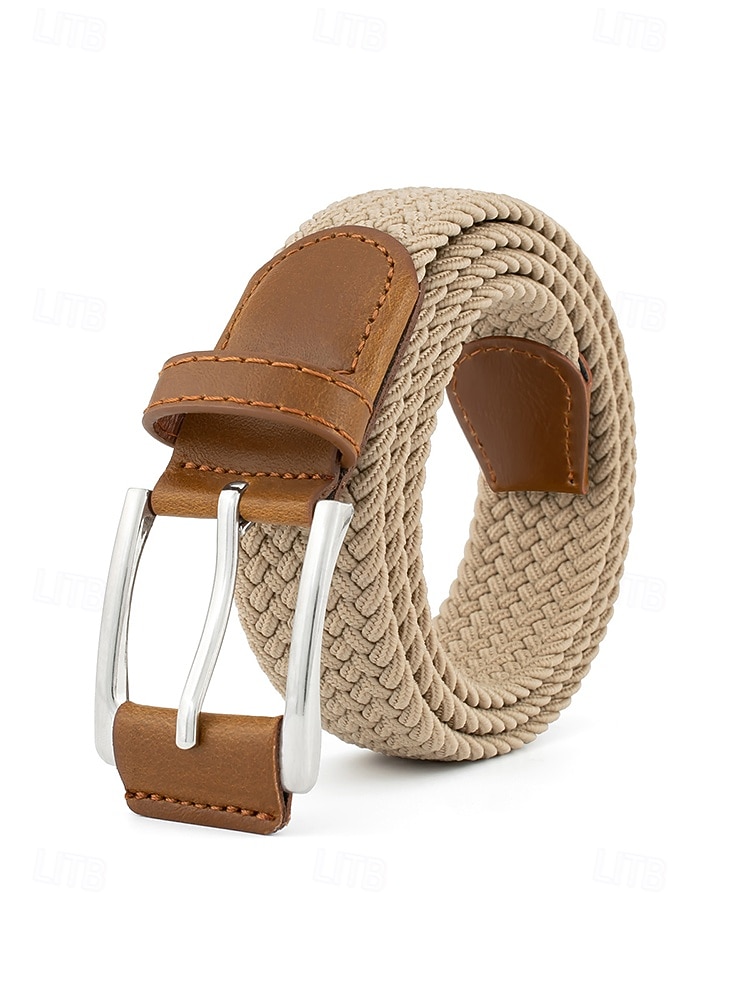 Geflochtener Herren-Stretchgürtel mit Kunstlederbesatz, verstellbarer, gewebter Freizeitgürtel in verschiedenen Farben für den Alltag, Strandurlaub, Reisen und Resort-Looks 2026 - $11.99 –P4
