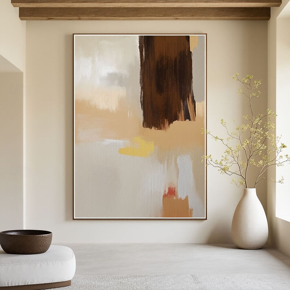 hand painted Brown Beige Minimalist Canvas Abstract Painting Large ...