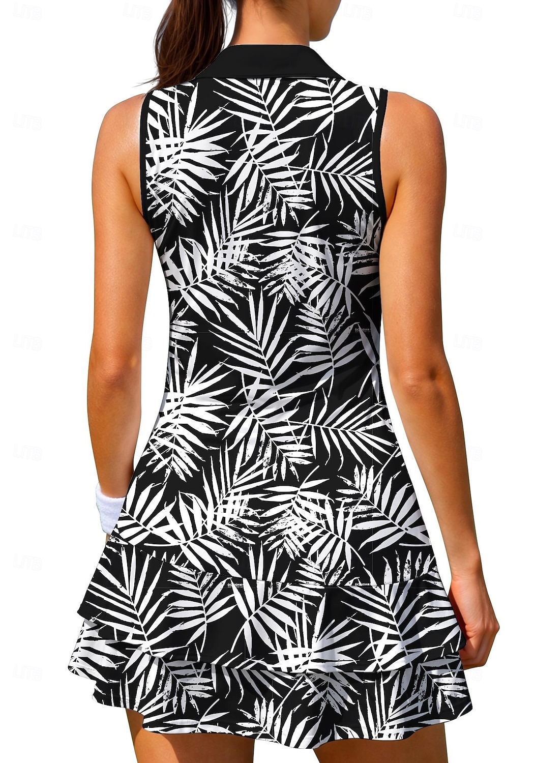 Women's Trees / Leaves Floral Botanical Tennis Dress Sports Dress Sleeveless Floral Breathable Tennis Golf Badminton Polo Collar Zip Collar Dress Black with White Wine Navy Blue Tennis Clothing 2026 - $28.99 –P2