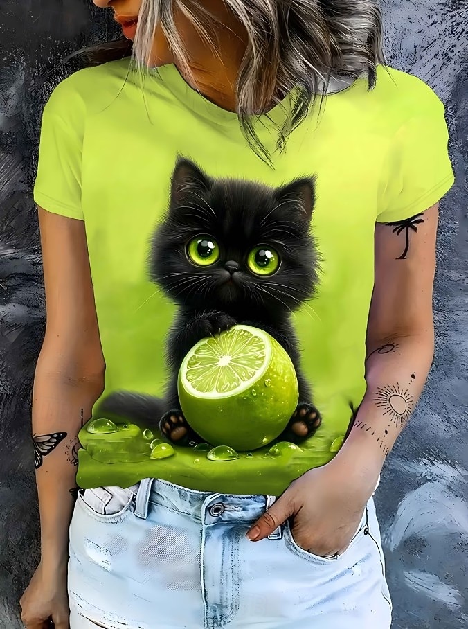 Pasqua Per donna Maglietta Stampato Grafico Animale Cartoni animati Moda Elegante Classico Manica Corta Girocollo Top Regolari Casuale Quotidiano Weekend Blu Verde chiaro Arancione Estate Primavera del 2026 a $21.99 –P5