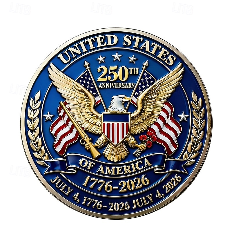Gedenkmünze zum 250. Jahrestag der Unabhängigkeit der USA, patriotische Medaille (1776–2026) mit Weißkopfseeadler, Mount Rushmore und Freiheitsglocke &Feuerwerk, historisches Sammlerstück, Geschenk 2026 - $19.99 –P3