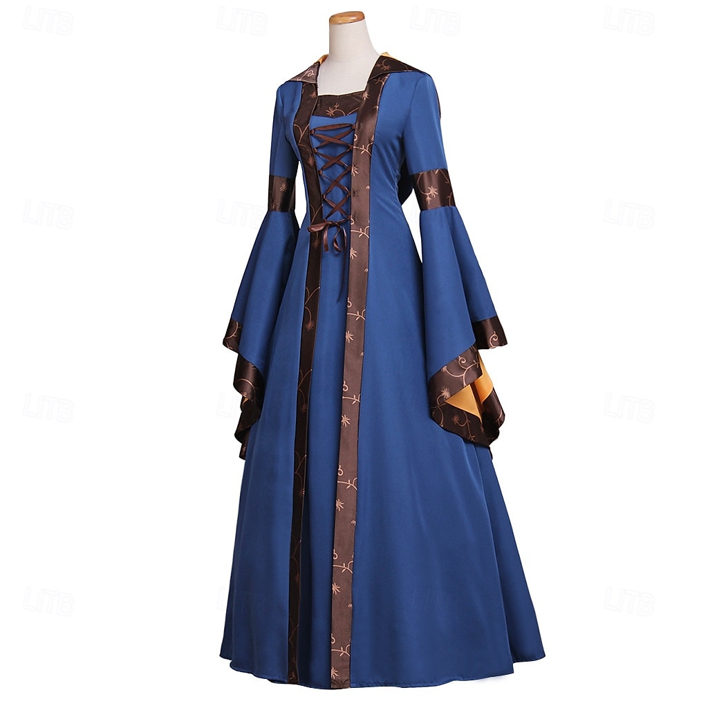 ancien Médiéval Renaissance Longueur au sol Robe Manches longues Sorcière Col carré Déguisement Femmes Fantaisie Halloween Carnaval Foire de la Renaissance LARP Adultes Robe Printemps de 2026 ? $64.99 –P4