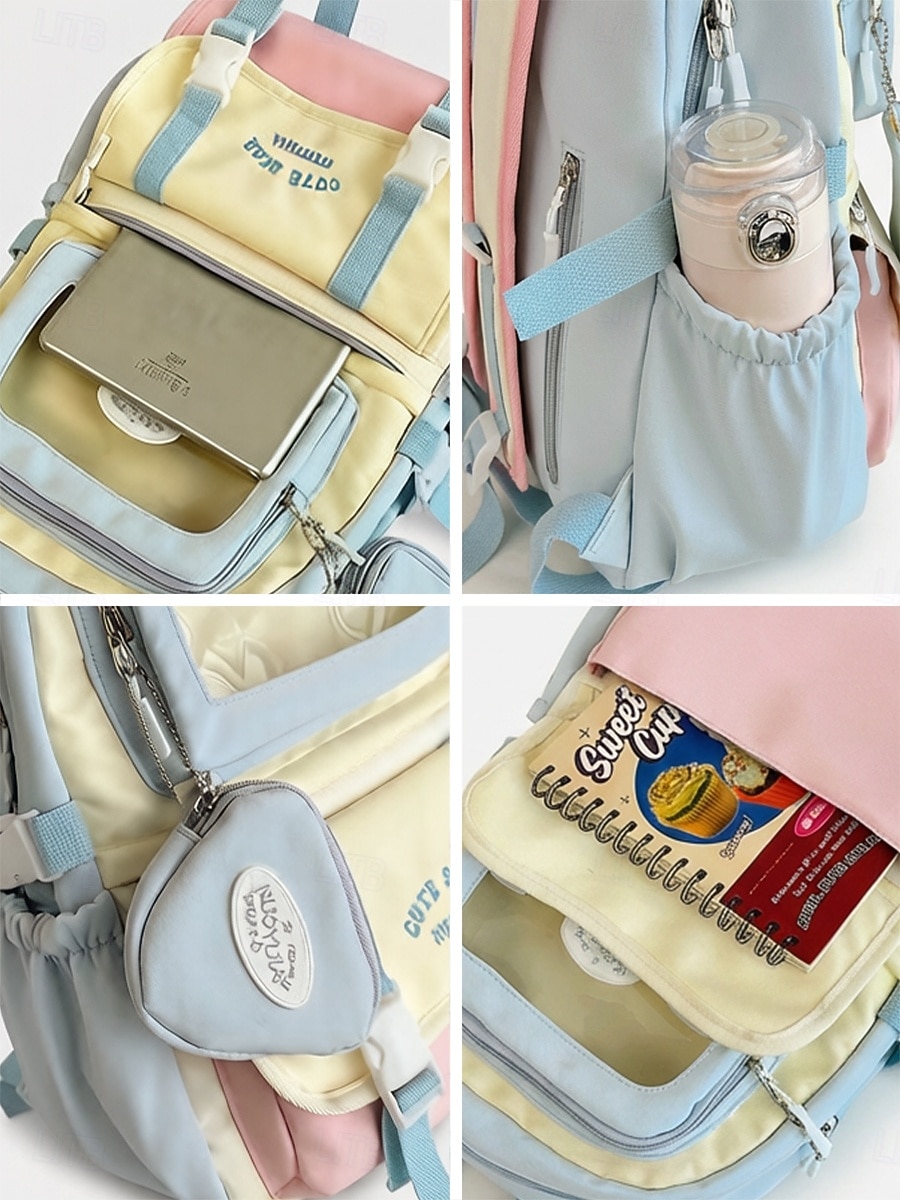 Women's Macaron Color Polyester Backpack, Large Capacity School Bag with Adjustable Straps for Middle School Girls, Back to School, Travel, Outdoor Sports 2026 - $29.99 –P8