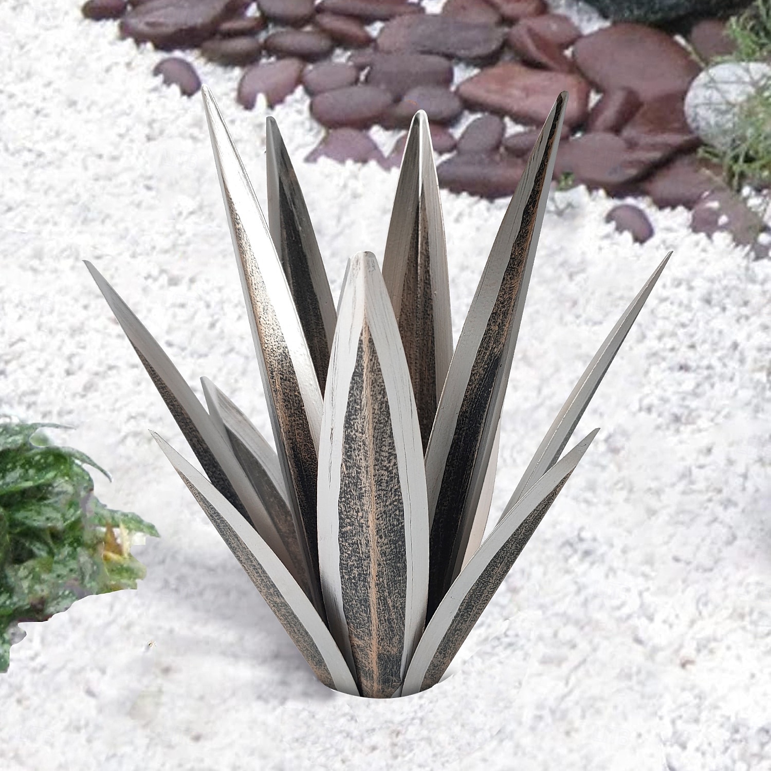 1 stk utendørs solcelledrevet dekorativ lampe i metall av agave, fargeskiftende LED, hage, gårdsplass, plen, gangstibelysning – perfekt for bryllup, høytider, fester, terrasse og stemningsfull 2026 - $26.99 –P4