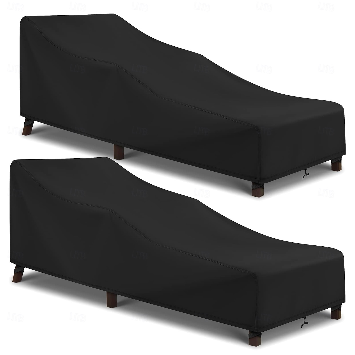 Vattentätt överdrag till schäslong i uteplatsen, 2-pack överdrag till poolstolar för stapelbara dynor och utemöbler, 200 x 76 x 61 cm h, svart 2026 - BHD 8.27 –P1