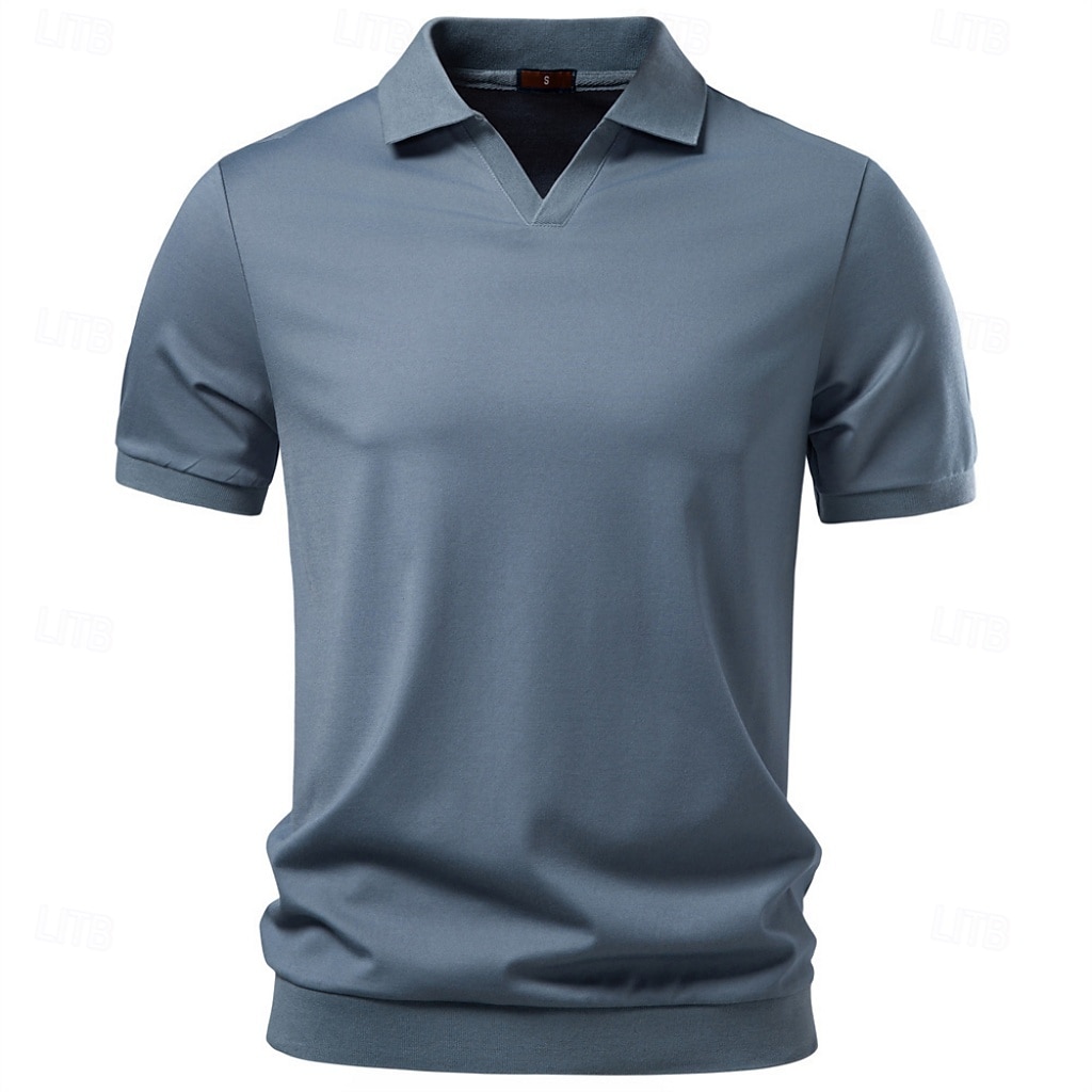 Bărbați Polo Tricouri polo Casual Stradă Rever Manșon scurt De Bază Modern Simplu Ușor Nasturi Vară Primăvară Fit regulat Albastru piscină Negru Alb Maro Bej Polo 2026 - $26.99 –P6