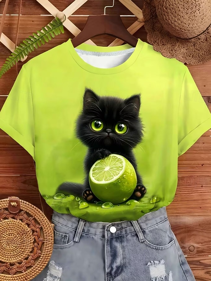 Pasqua Per donna Maglietta Stampato Grafico Animale Cartoni animati Moda Elegante Classico Manica Corta Girocollo Top Regolari Casuale Quotidiano Weekend Blu Verde chiaro Arancione Estate Primavera del 2026 a $21.99 –P6