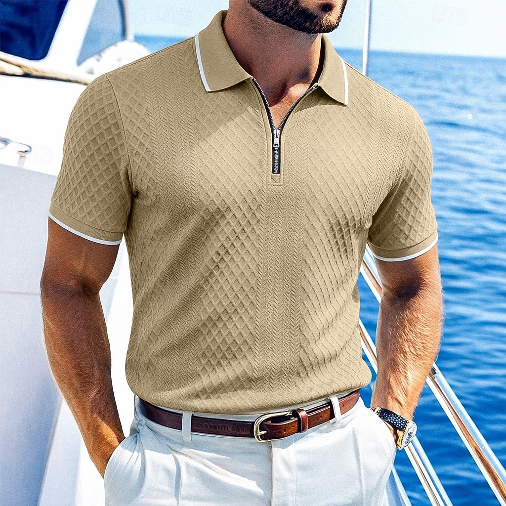 Miesten Polo Poolopaidat Kausaliteetti Katu Kauluskäänne Lyhythihainen Perus Moderni Geometrinen Tavallinen Kevyt Napit Kesä Kevät Loose Fit Musta Valkoinen Viini Laivaston sininen Tumman vihreä Khaki 2026 - $22.99 –P6