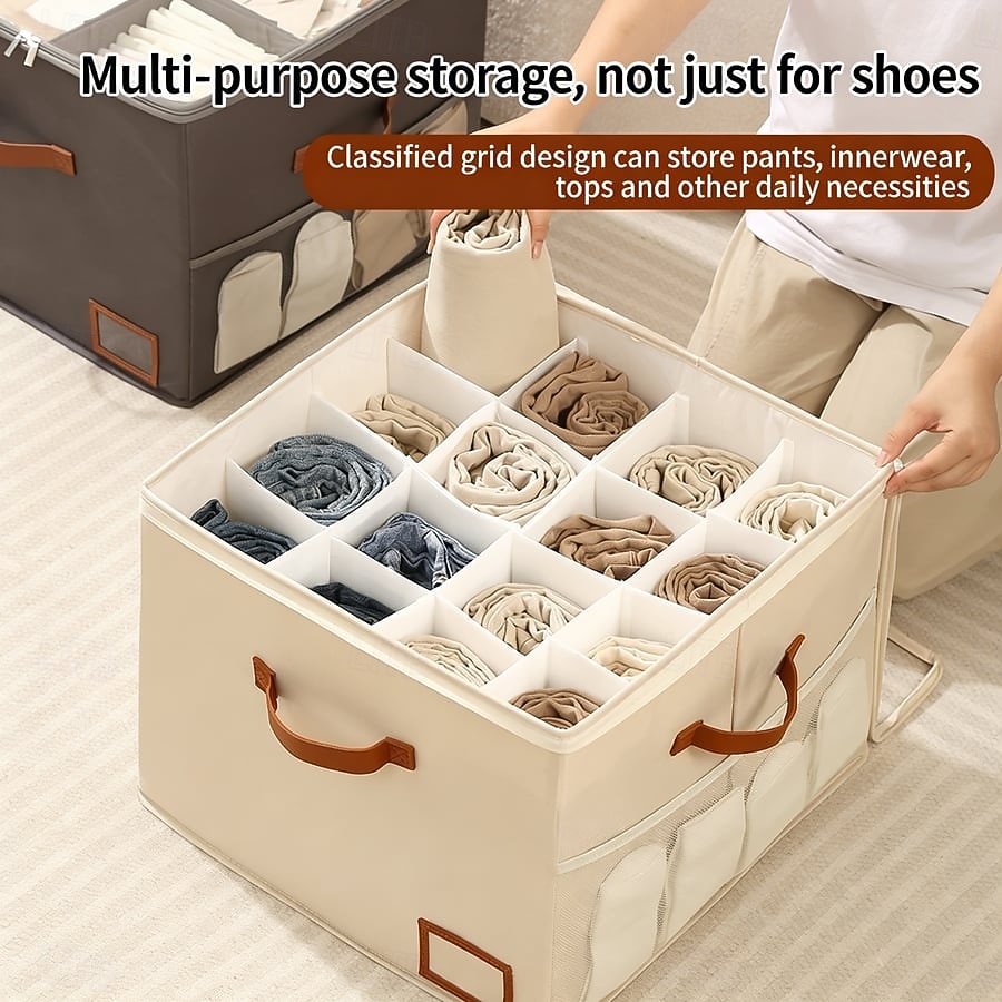 Organizator de pantofi pentru dulap, cutii de depozitare a pantofilor din material textil cu capac transparent - cutii de depozitare a pantofilor pliabile, rezistente la umiditate, secționate, 2026 - $32.99 –P2
