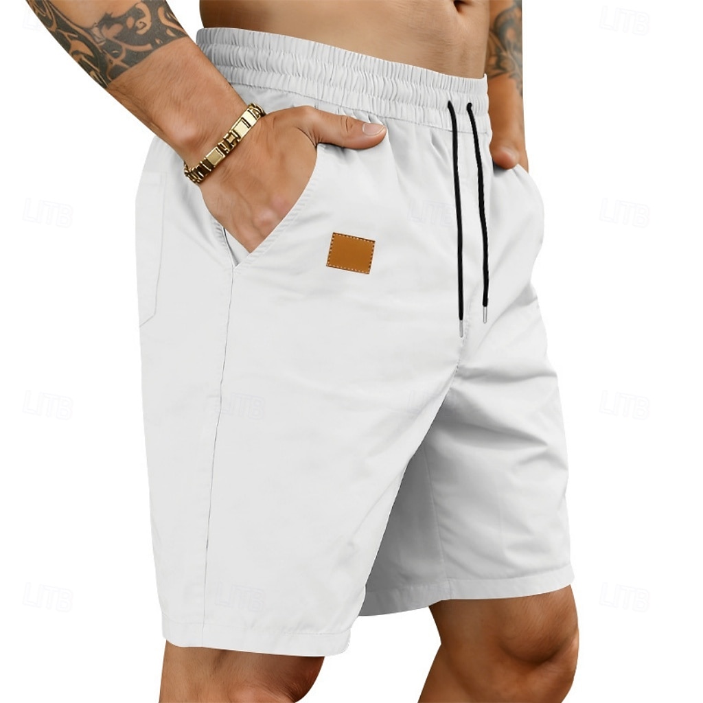 Voor heren Korte broek Casual korte broek Atletische korte broek Zak Elastische taille Effen Comfort Sneldrogend Knielengte Buiten Vakantie Modieus Streetwear blauw Zwart Inelastisch 2026 - $17.99 –P4