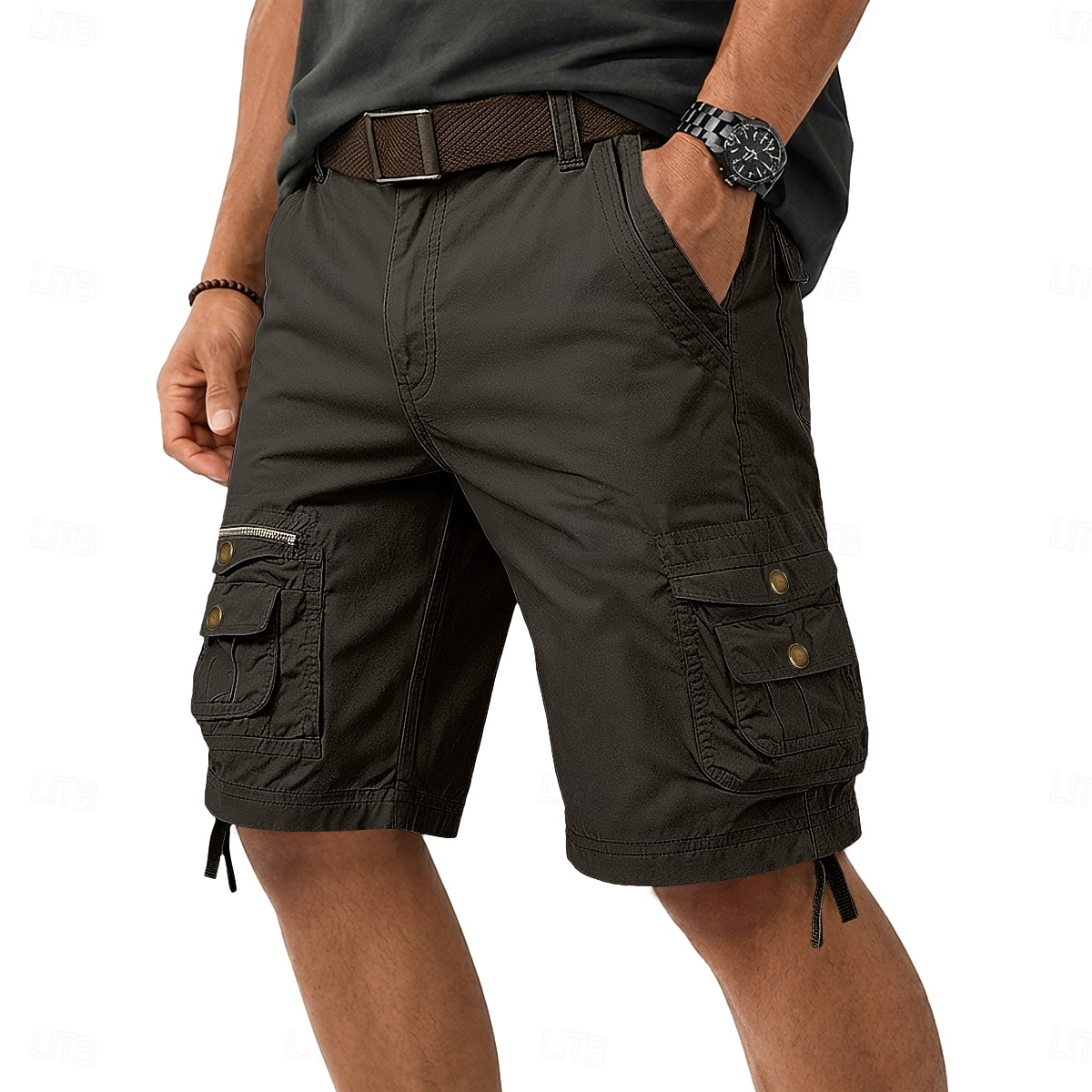 Męskie Spodenki cargo Szorty plażowe Spodenki robocze Kraťasy na turistiku Sznurek do ściągania nóg Multi Pocket Do noszenia Równina Do kolan Codzienny Na zewnątrz Sporty na świeżym powietrzu Urlop 2026 - $34.99 –P16