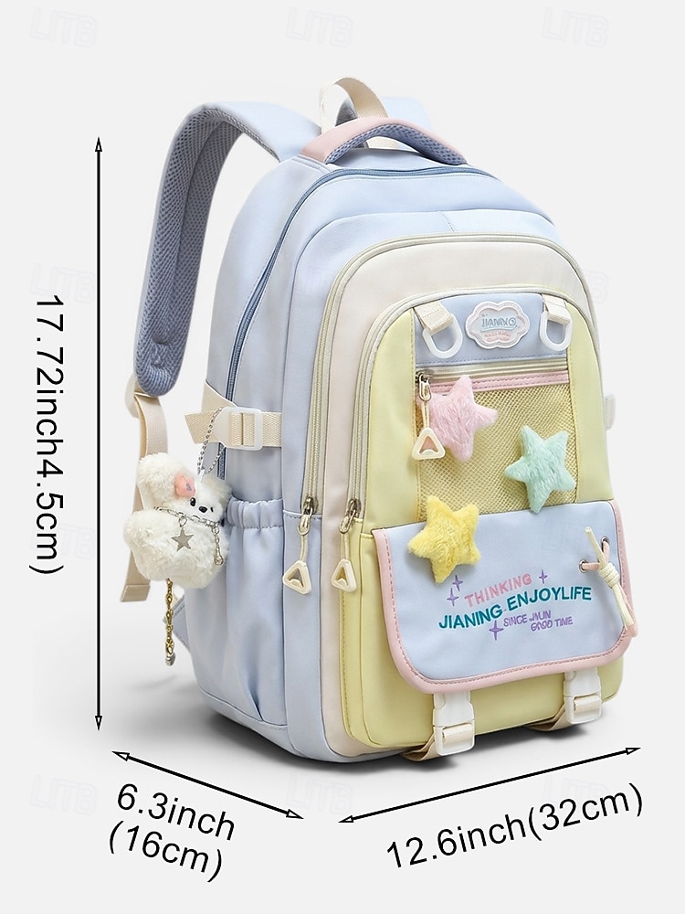 Women's Macaron Color Polyester Backpack, Large Capacity School Bag with Adjustable Straps for Middle School Girls, Back to School, Travel, Outdoor Sports 2026 - $34.99 –P10