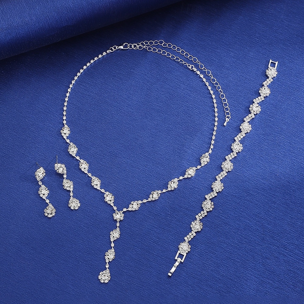 Jewelry Set Three-piece Suit Chrome 1 Necklace 1 Bracelet Earrings Women's Elegant Stylish Jewelry Set For Party Wedding 2026 - $17.49 –P2