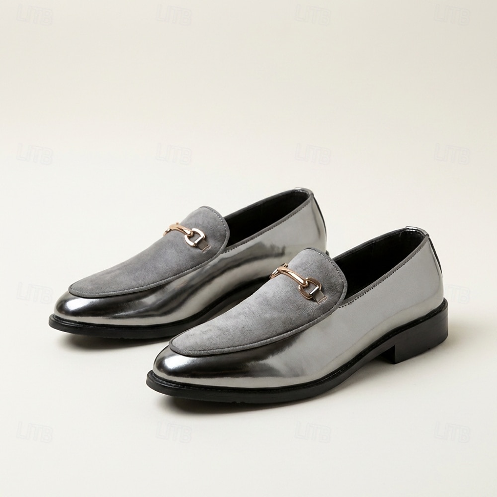 Mocassins gris et noirs à bout pointu pour homme, chaussures habillées élégantes et confortables, style tendance pour hommes, événements professionnels, mariages, fêtes et soirées. de 2026 ? $34.99 –P4