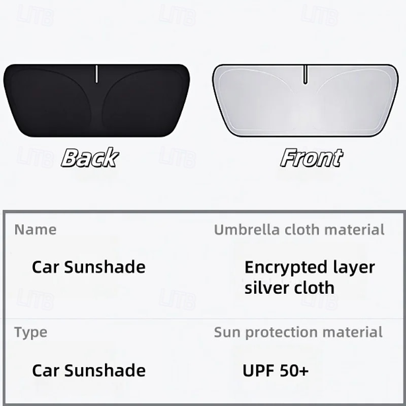 Car Windshield Sun Shade, Foldable Front Window Sunshade Blocks UV Rays & Heat, Keeps Vehicle Cool, Universal Fit for Most Sedans, SUVs, and Trucks, Durable Interior Sun Protector, Black 2026 - $14.99 –P5
