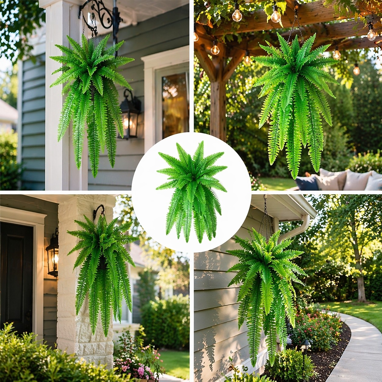 Sztuczna, wisząca paproć bostońska, odporna na promieniowanie UV, realistyczna, sztuczna roślina do użytku na zewnątrz, sztuczne paprocie, sztuczne paprocie, sztuczne rośliny, sztuczna paproć bostońska do dekoracji okna na werandzie 2026 - $16.99 –P4