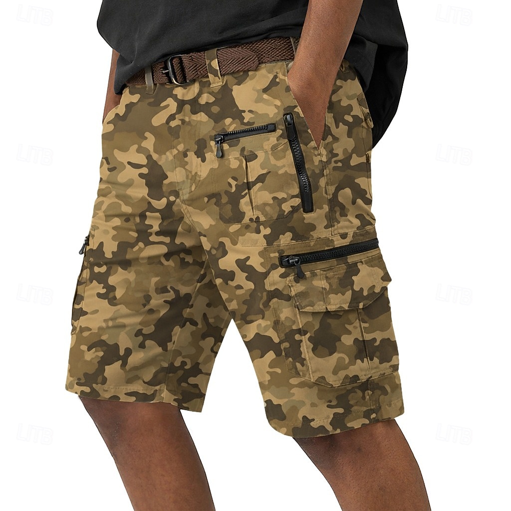 Men's Tactical Cargo Cargo Shorts Shorts Casual Shorts Pocket Elastic Waist Plain Calf-Length Casual Outdoor Streetwear Fashion Streetwear Orange Brown Inelastic 2026 - $35.99 –P8