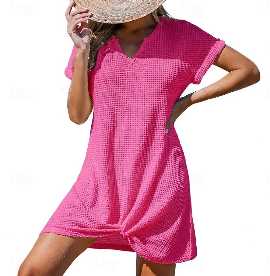 Women's Mini Dress T Shirt Dress Tee Dress Summer Dress Casual Daily Loose Fit Plain Short Sleeve V Neck Blue Black Light Brown Army Green Summer 2026 - $28.99 –P6