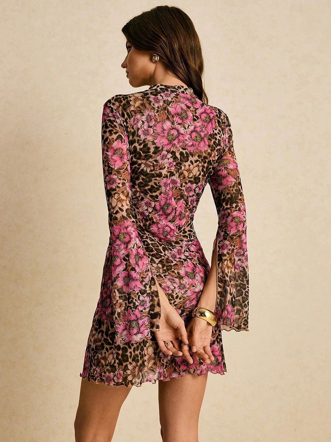 Women's Mini Dress Boho Dress Chiffon Vintage Outdoor Party Regular Fit Floral Long Sleeve Crew Neck flower Pink Spring Fall Autumn 2026 - $27.99 –P7