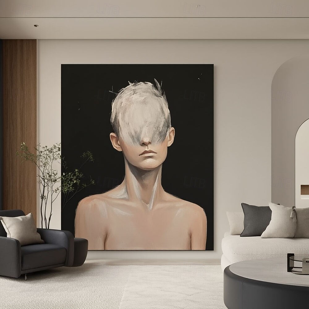 100% Handpainted Original Vague Texture Girl Wall Art Abstract Figure ...
