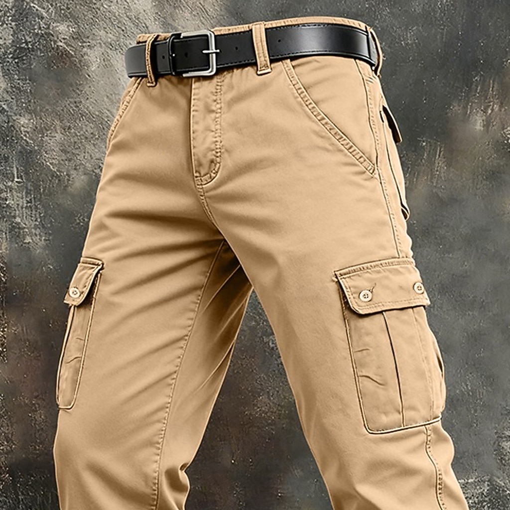 Herren Cargo-Hosen Hose Arbeitshosen Knöpfe Mehrere Taschen Einfach tragbar Volle Länge Outdoor Täglich Campen und Wandern Urlaub Mode Schwarz Armeegrün Unelastisch 2026 - $16.49 –P6