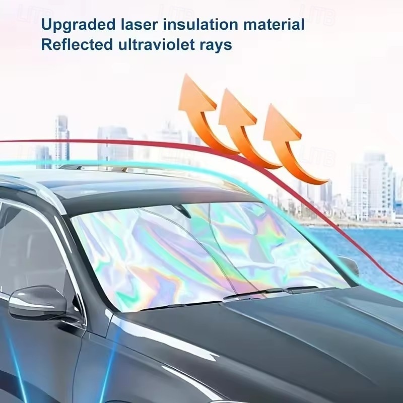Laser Reflective Car Windshield Sun Shade, UPF 50+ Holographic Sunshade for Front Window Blocks UV Rays & Heat, Universal Fit for Most Cars SUVs Trucks, Foldable Rainbow Iridescent Shield 2026 - $15.99 –P3