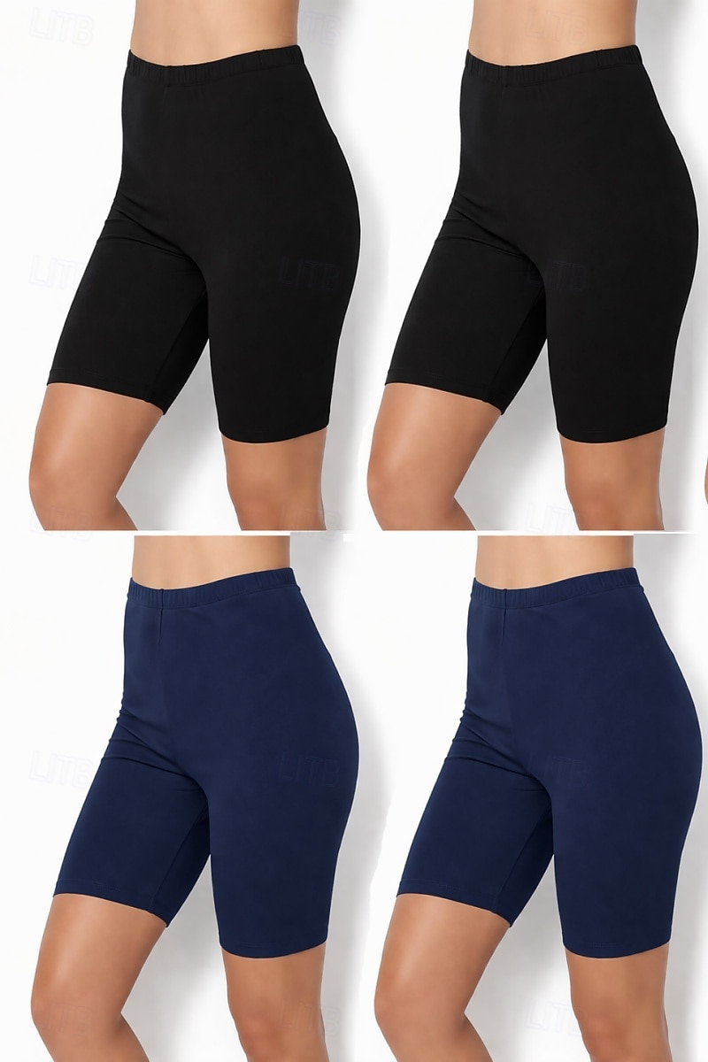 4 pezzi pantaloncini chino da donna leggings leggings comodi vacanza streetwear basic lunghezza al ginocchio vita alta tinta unita elastico in vita comfort traspirante elasticizzato vacanza street del 2026 a $32.99 –P2