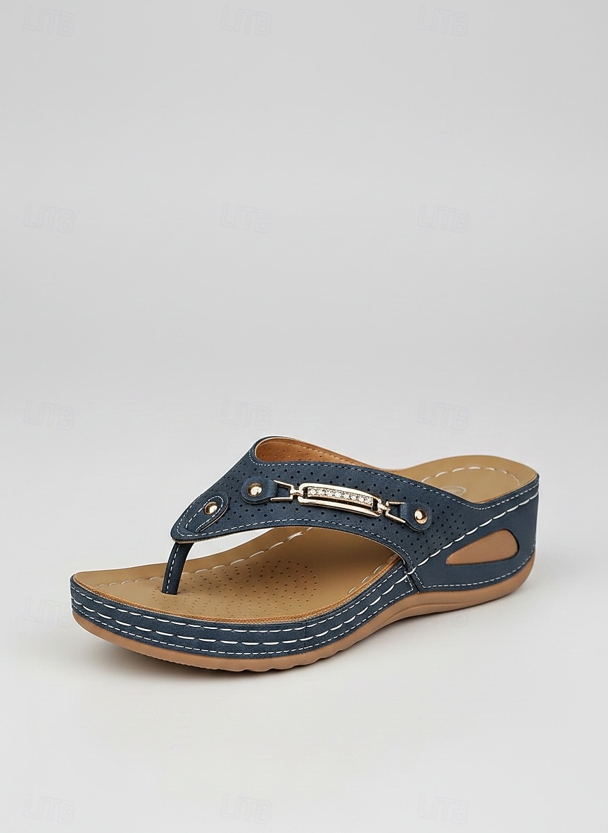 kvinnors komfortkil-thongsandaler, vadderade platåsandaler för sommarstrandpromenader 2026 - $24.99 –P3