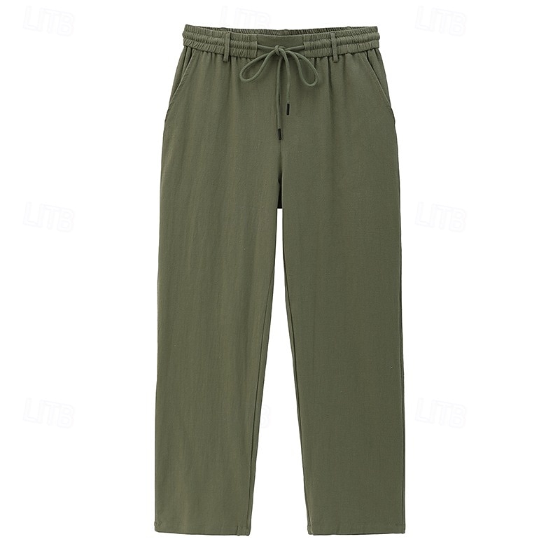 Férfi Vászon nadrág Nyári nadrág Strand nadrág Zsinór Zseb Rugalmas derék Sima Mokaszinok Légáteresztő Napi Tengerpart Vakáció Szabadság Hawaii Fekete Fehér Nem elasztikus 2026 - $25.99 –P1