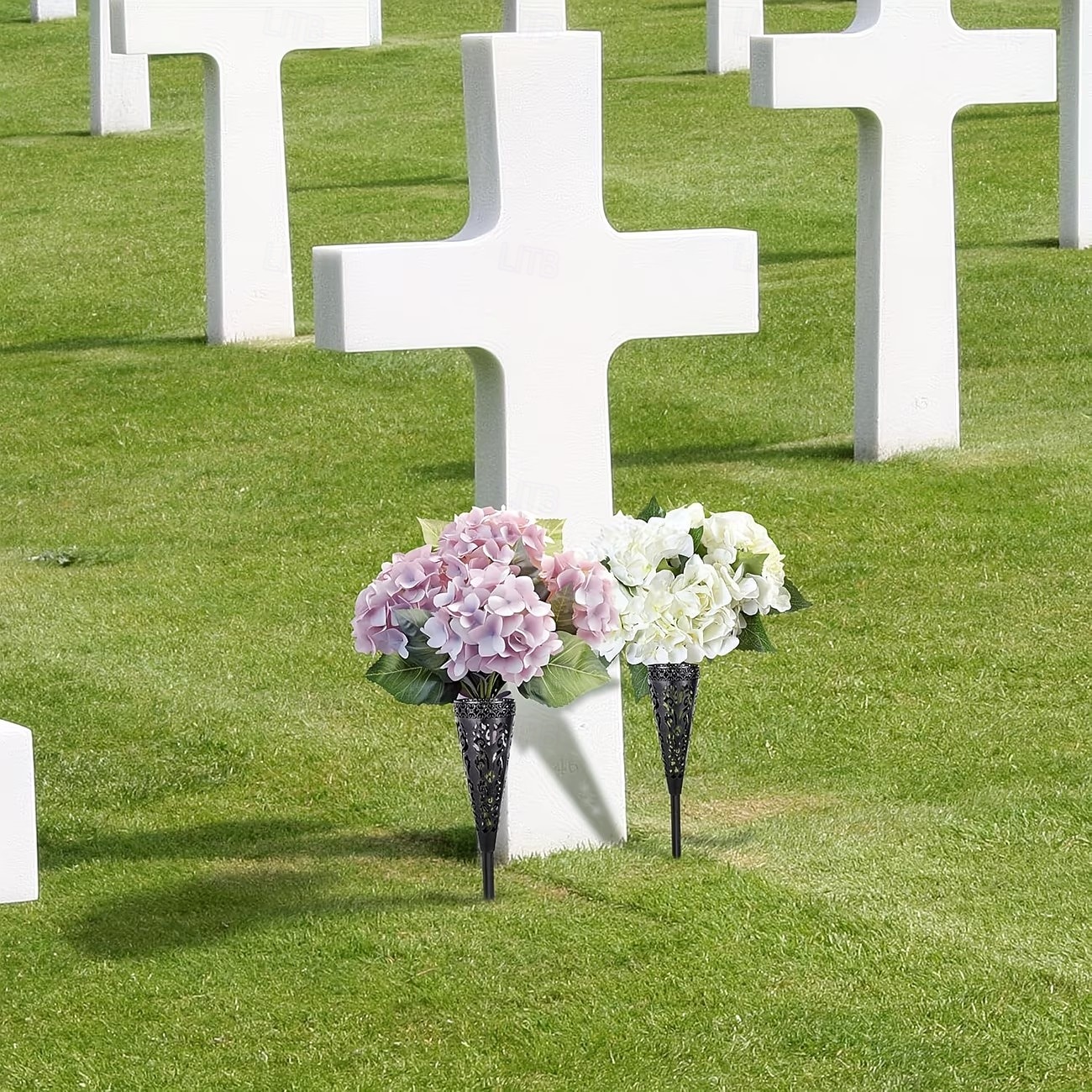 2/4 vasi da cimitero con punte per il giorno della memoria, paletti da giardino pasquali da esterno, decorazioni per lapidi a tema casa, esposizione di piante stagionali, decorazione del cimitero del 2026 a $11.99 –P9