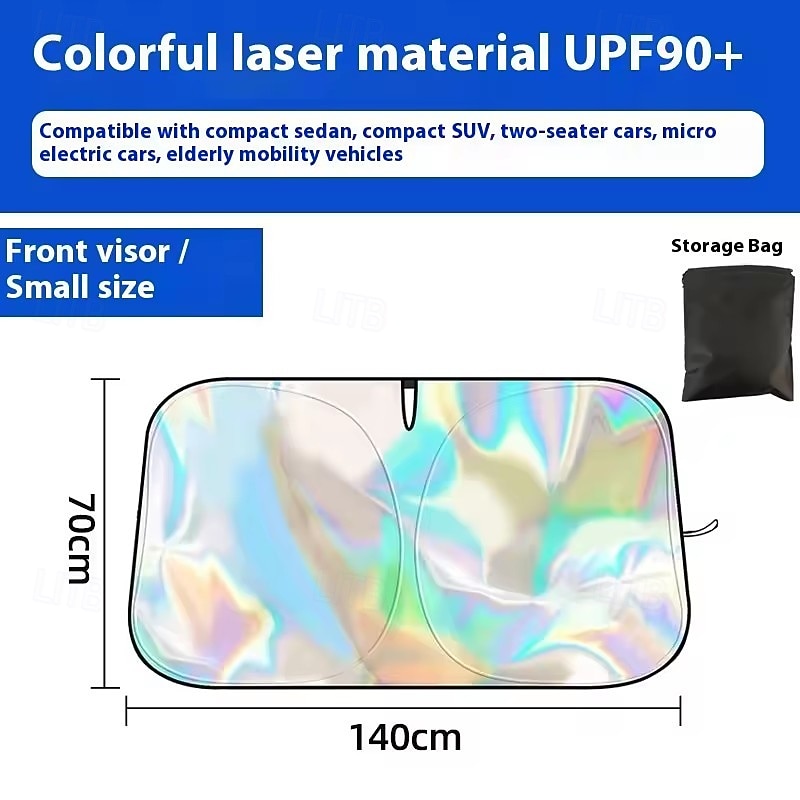 Laser Reflective Car Windshield Sun Shade, UPF 50+ Holographic Sunshade for Front Window Blocks UV Rays & Heat, Universal Fit for Most Cars SUVs Trucks, Foldable Rainbow Iridescent Shield 2026 - $15.99 –P7