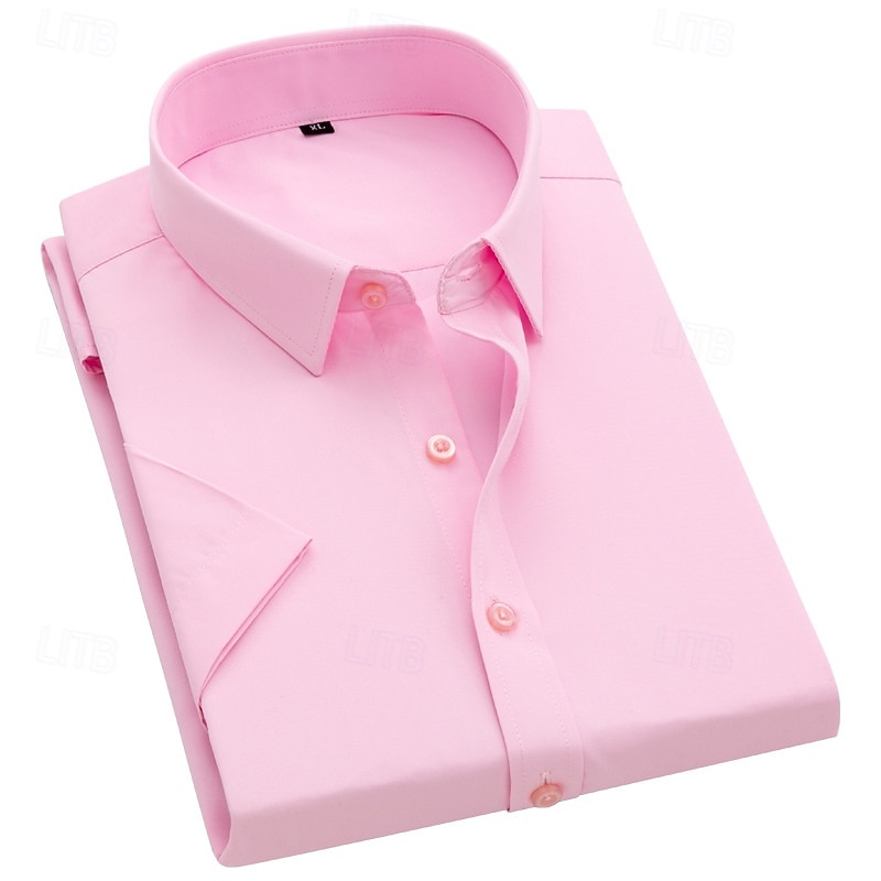 Men's Shirt Dress Shirt Button Up Shirt Plain Daily Business Light Blue Black White Pink Short Sleeve Turndown Spring All Seasons Clothing Apparel 2026 - $21.99 –P3