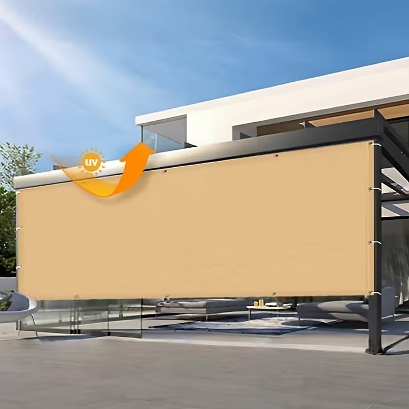 högdensitets andningsbart solskyddsnät - beige, finns i flera storlekar, lämplig för uteplatser, picknickar, carportar och trädgårdsskuggning / färgat andningsbart solskyddsnät för balkonger 2026 - $17.99 –P6