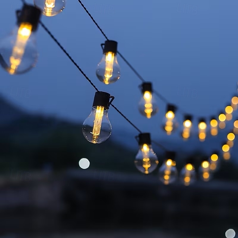 napelemes kültéri kemping hangulatvilágítás 5m 20leds 8 világítási mód napelemes gömb alakú fényfüzér ünnepi esküvői parti kerti erkélydekorációs lámpa 2026 - $35.99 –P4
