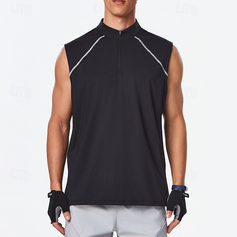 Men's Solid Colored Workout Tank Top Running Tank Top Gym Tank Top Summer Spring Quarter Zipper Sleeveless Quick Dry Compression Moisture Wicking Breathable Gym Workout Running Walking Jogging Black 2026 - $23.99 –P9