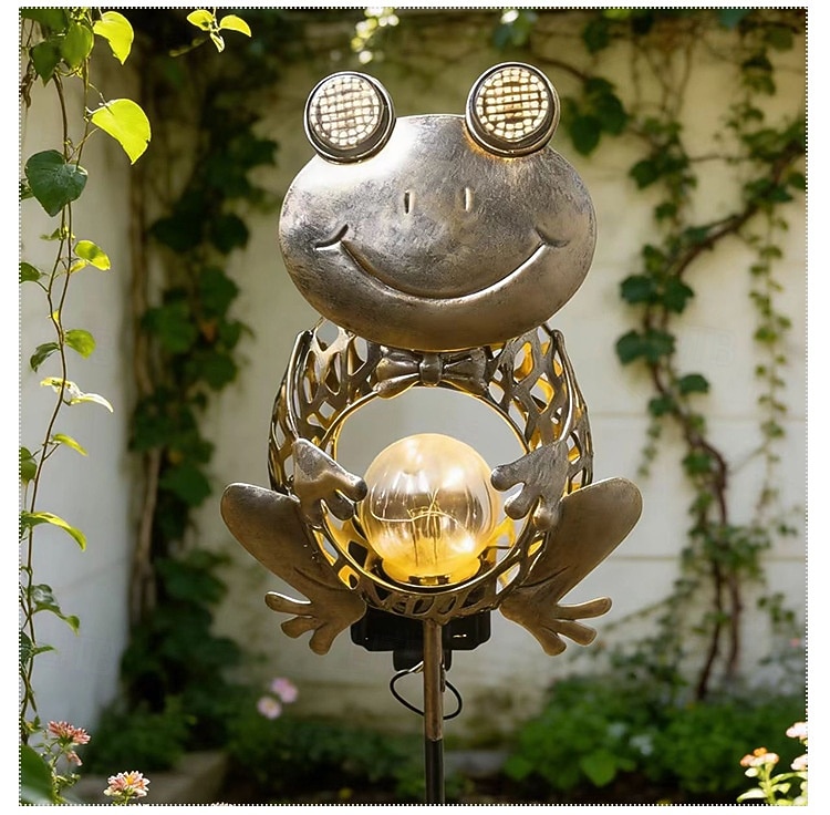 Lampada solare da esterno impermeabile a LED creativa a forma di rana con paletto in ferro, ideale per giardino, cortile, vialetto, prato e illuminazione paesaggistica per ville. del 2026 a $26.99 –P2