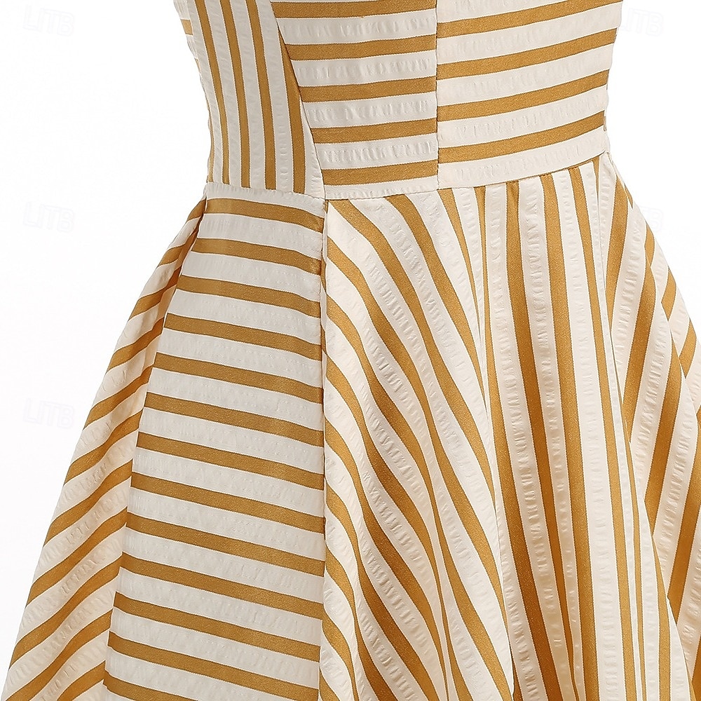1950s Retro Vintage Midi Dress Swing Dress Flare Dress Sleeveless Striped Fit & Flare Swing Round Neck Fancy Dress Women's Carnival Casual Party Dailywear Adults' Dress Spring & Summer 2026 - $47.99 –P10