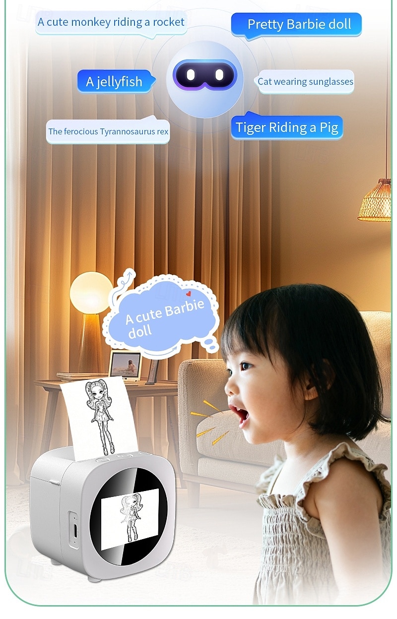 2026年 AIスマートプリンター、6つのモードを備えた音声画像生成機能 &グローバル音声認識、24言語対応、子供向けポータブルミニAIアートクリエイター &大人向け、ホームオフィス向けのクリエイティブなテクノロジーギフト  コレクション – $46.99 –P4