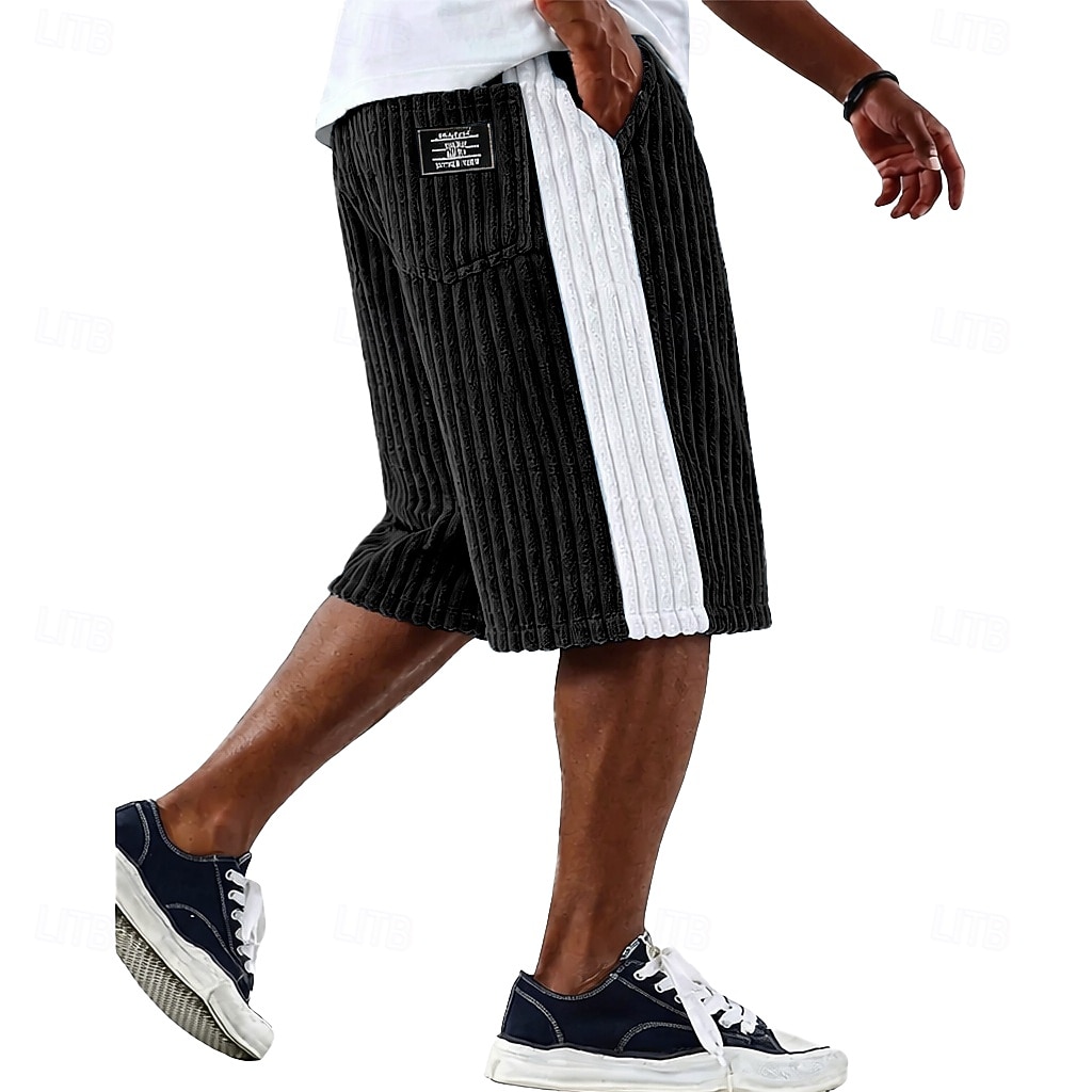 Herr Shorts Casual shorts Manchester Shorts Texturerade shorts Lappverk Färgblock Slät Enfärgat Komfort Andningsfunktion Knelängd Ledigt Utomhus Strand Semester Mode Svart Grön Oelastisk 2026 - $26.99 –P5